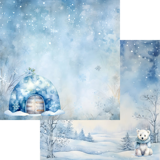 Wonderful Winter Collection Winter Igloo 12 x 12 Double-Sided Scrapbook Paper by SSC Designs - 15 Pack