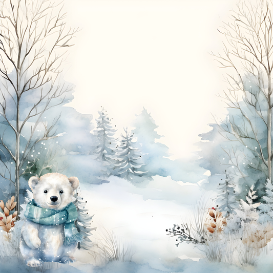 Wonderful Winter Collection Winter Polar Bears 12 x 12 Double-Sided Scrapbook Paper by SSC Designs - 15 Pack