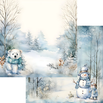 Wonderful Winter Collection Winter Polar Bears 12 x 12 Double-Sided Scrapbook Paper by SSC Designs - 15 Pack