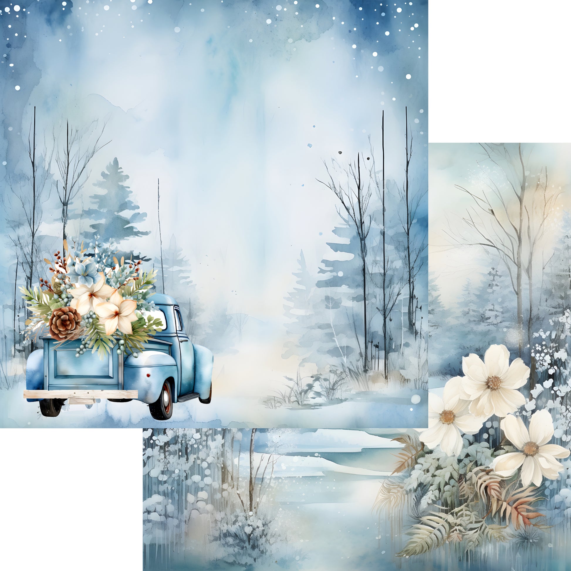 Wonderful Winter Collection Winter Delivery 12 x 12 Double-Sided Scrapbook Paper by SSC Designs - 15 Pack