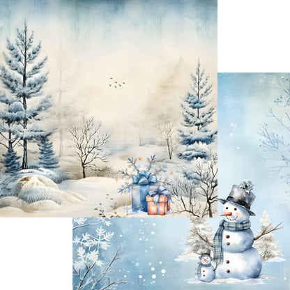 Wonderful Winter Collection Winter Snow People 12 x 12 Double-Sided Scrapbook Paper by SSC Designs - 15 Pack