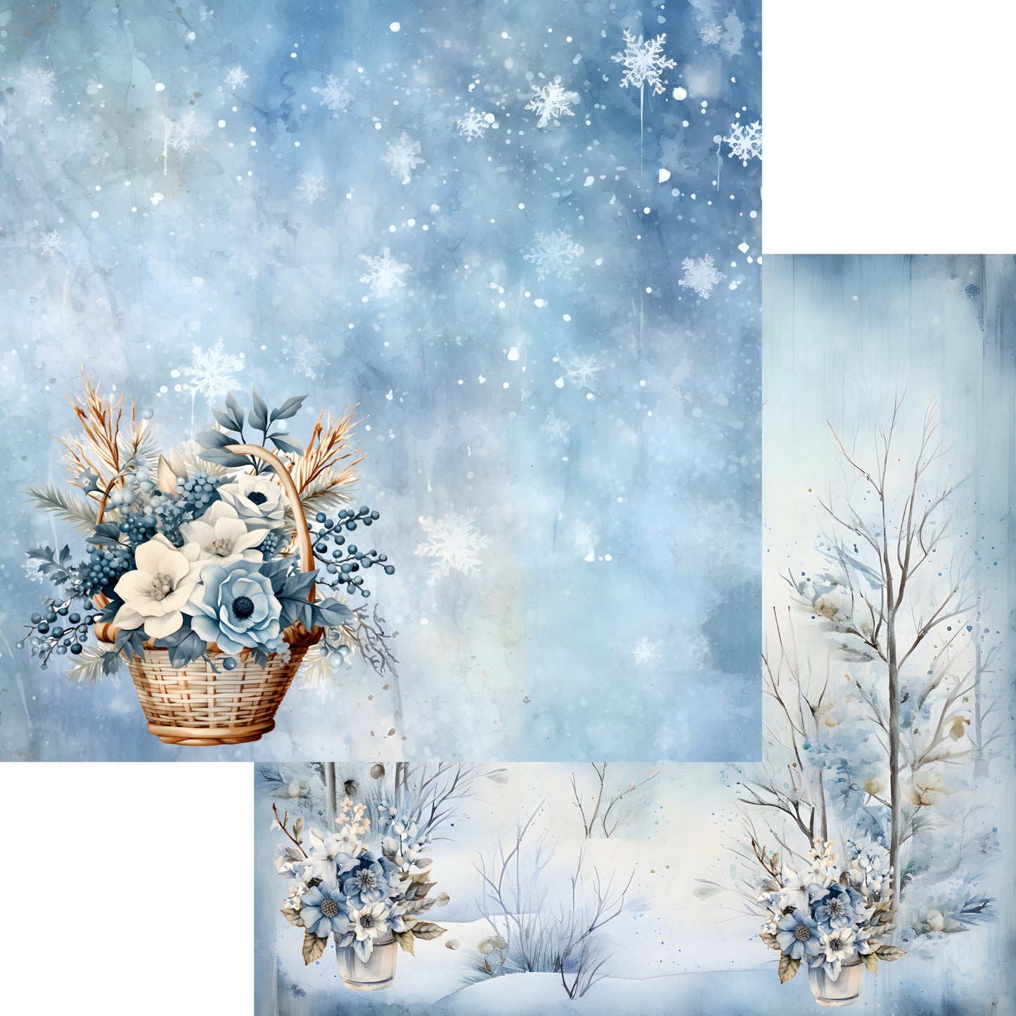 Wonderful Winter Collection Winter Landscape 12 x 12 Double-Sided Scrapbook Paper by SSC Designs - 15 Pack