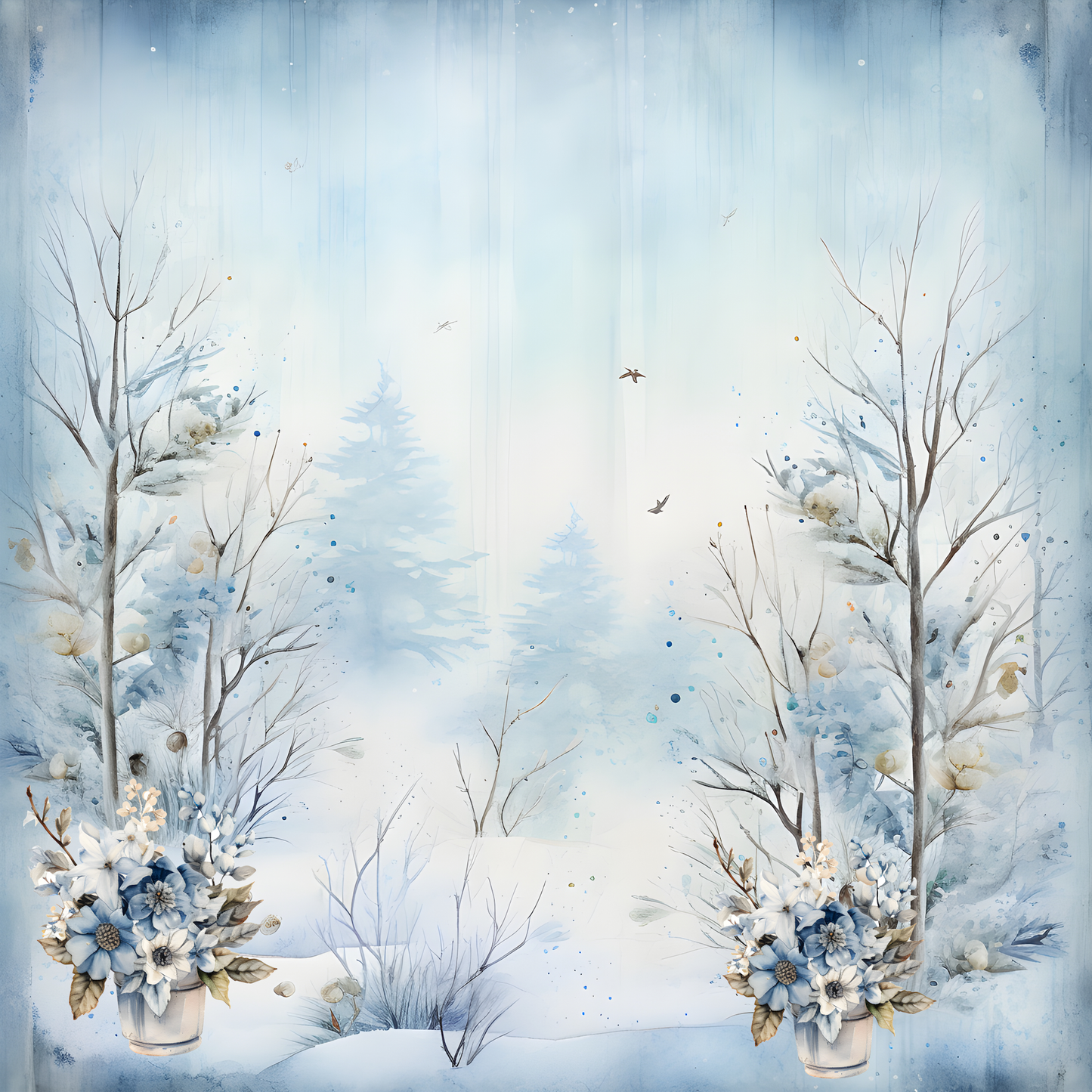 Wonderful Winter Collection Winter Landscape 12 x 12 Double-Sided Scrapbook Paper by SSC Designs - 15 Pack