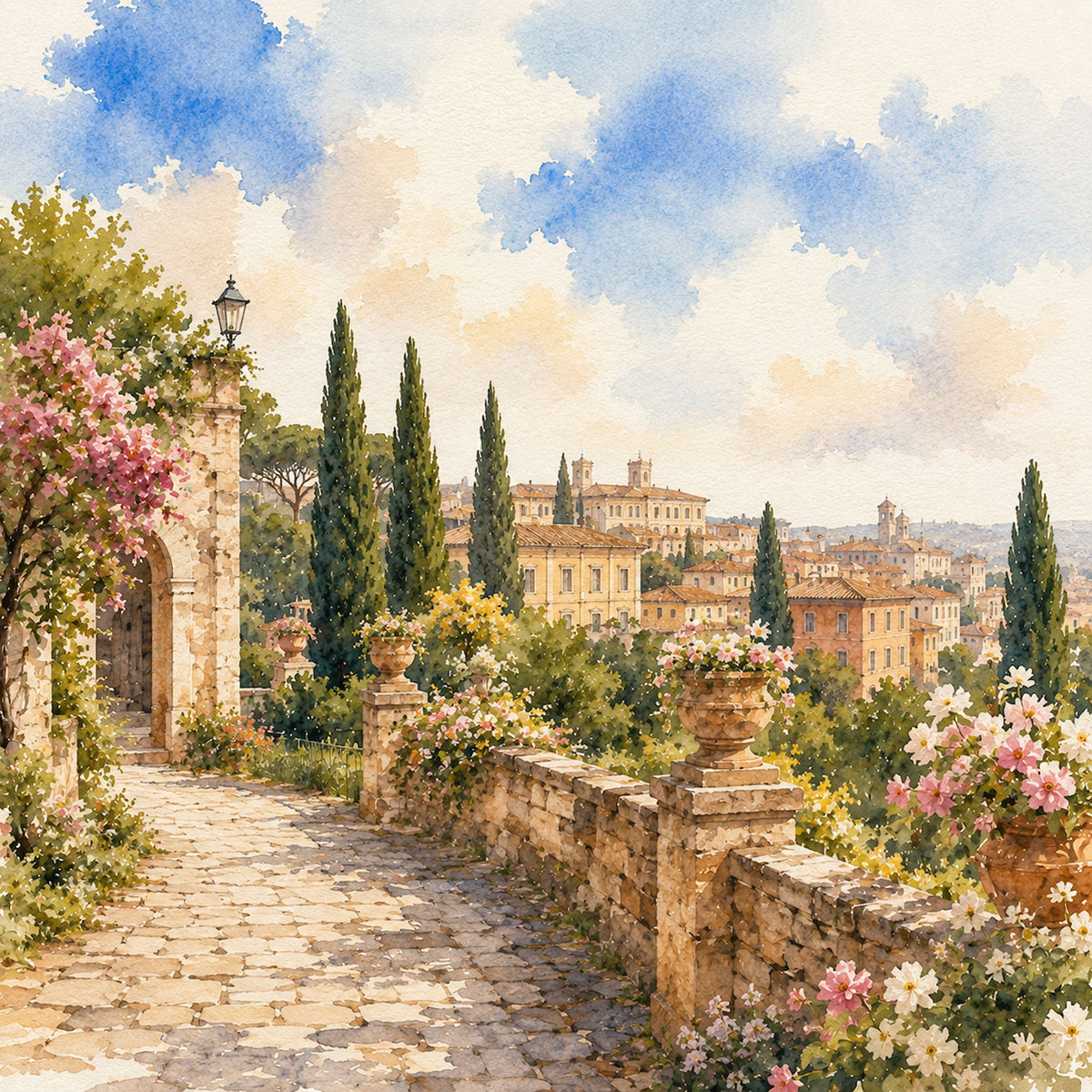 Watercolor Italy Collection Colosseum 12 x 12 Double-Sided Scrapbook Paper by SSC Designs - 15 Pack