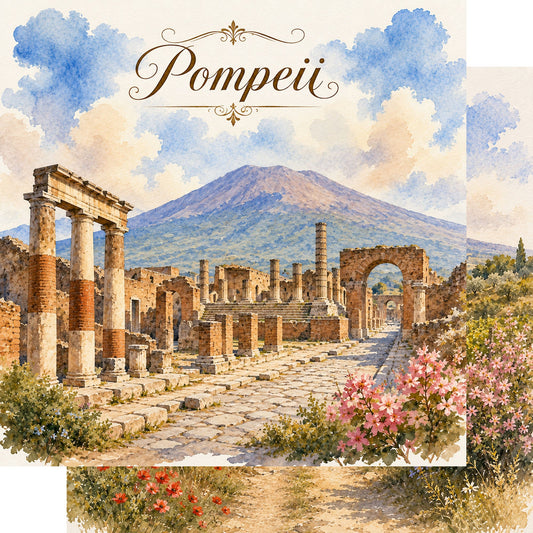 Watercolor Italy Collection Pompeii 12 x 12 Double-Sided Scrapbook Paper by SSC Designs