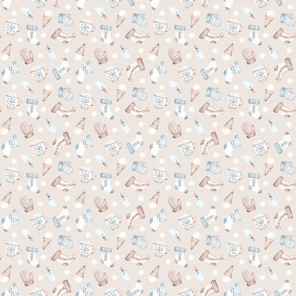 Winter Penguins Collection Fuzzy Mittens 12 x 12 Double-Sided Scrapbook Paper - 15 Pack