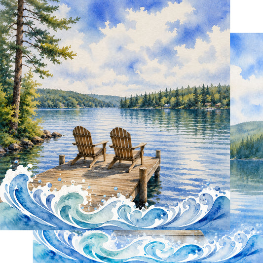 Water Sports Collection Dockside Memories 12 x 12 Double-Sided Scrapbook Paper by SSC Designs - 15 Pack