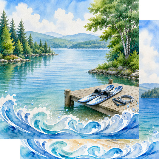 Water Sports Collection Water Ski Weekend 12 x 12 Double-Sided Scrapbook Paper by SSC Designs - 15 Pack