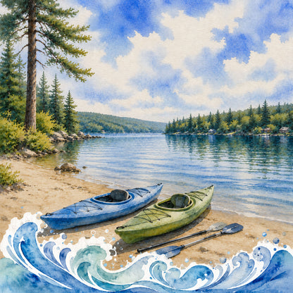Water Sports Collection Kayak Adventure 12 x 12 Double-Sided Scrapbook Paper by SSC Designs - 15 Pack