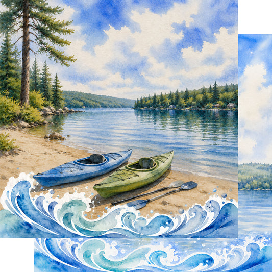 Water Sports Collection Kayak Adventure 12 x 12 Double-Sided Scrapbook Paper by SSC Designs - 15 Pack