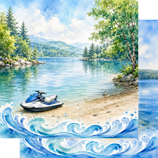 Water Sports Collection Jet Ski Afternoon 12 x 12 Double-Sided Scrapbook Paper by SSC Designs - 15 Pack