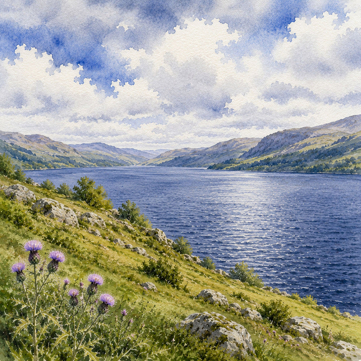 Watercolor Scotland Collection Urquhart Castle 12 x 12 Double-Sided Scrapbook Paper by SSC Designs - 15 Pack