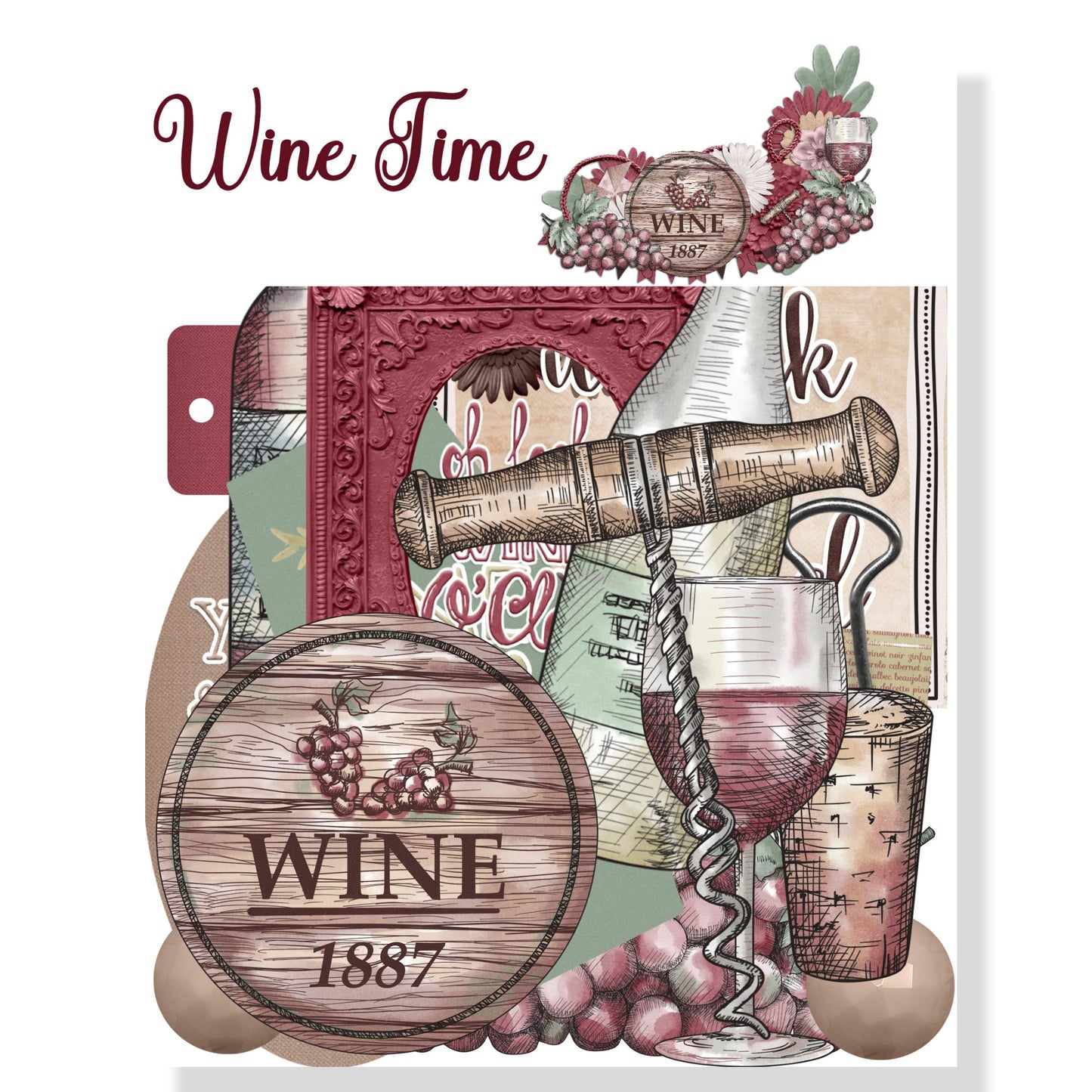 Wine Time 12 x 12 Scrapbook Paper & Embellishment Kit by SSC Designs - 3 Kits