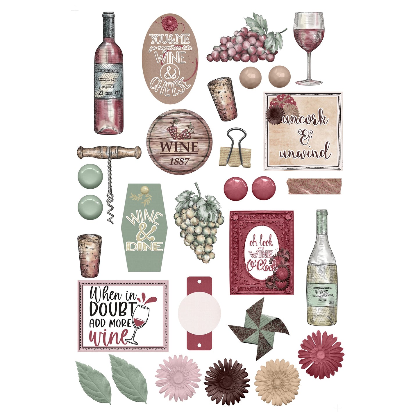 Wine Time 12 x 12 Scrapbook Paper & Embellishment Kit by SSC Designs - 3 Kits