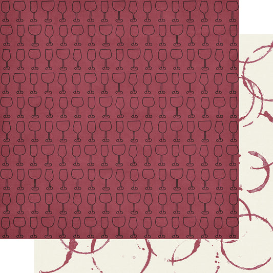 Wine Time Collection Red Wine 12 x 12 Double-Sided Scrapbook Paper by SSC Designs - 15 Pack