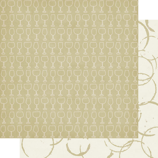 Wine Time Collection White Wine 12 x 12 Double-Sided Scrapbook Paper by SSC Designs - 15 Pack