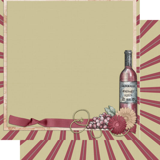 Wine Time Collection Corked 12 x 12 Double-Sided Scrapbook Paper by SSC Designs - 15 Pack