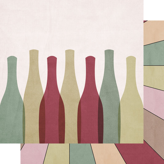 Wine Time Collection Wine Tasting 12 x 12 Double-Sided Scrapbook Paper by SSC Designs - 15 Pack