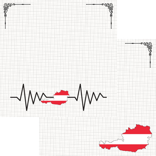 World Traveler Collection Austria Heartbeat 12 x 12 Double-Sided Scrapbook Paper by SSC Designs