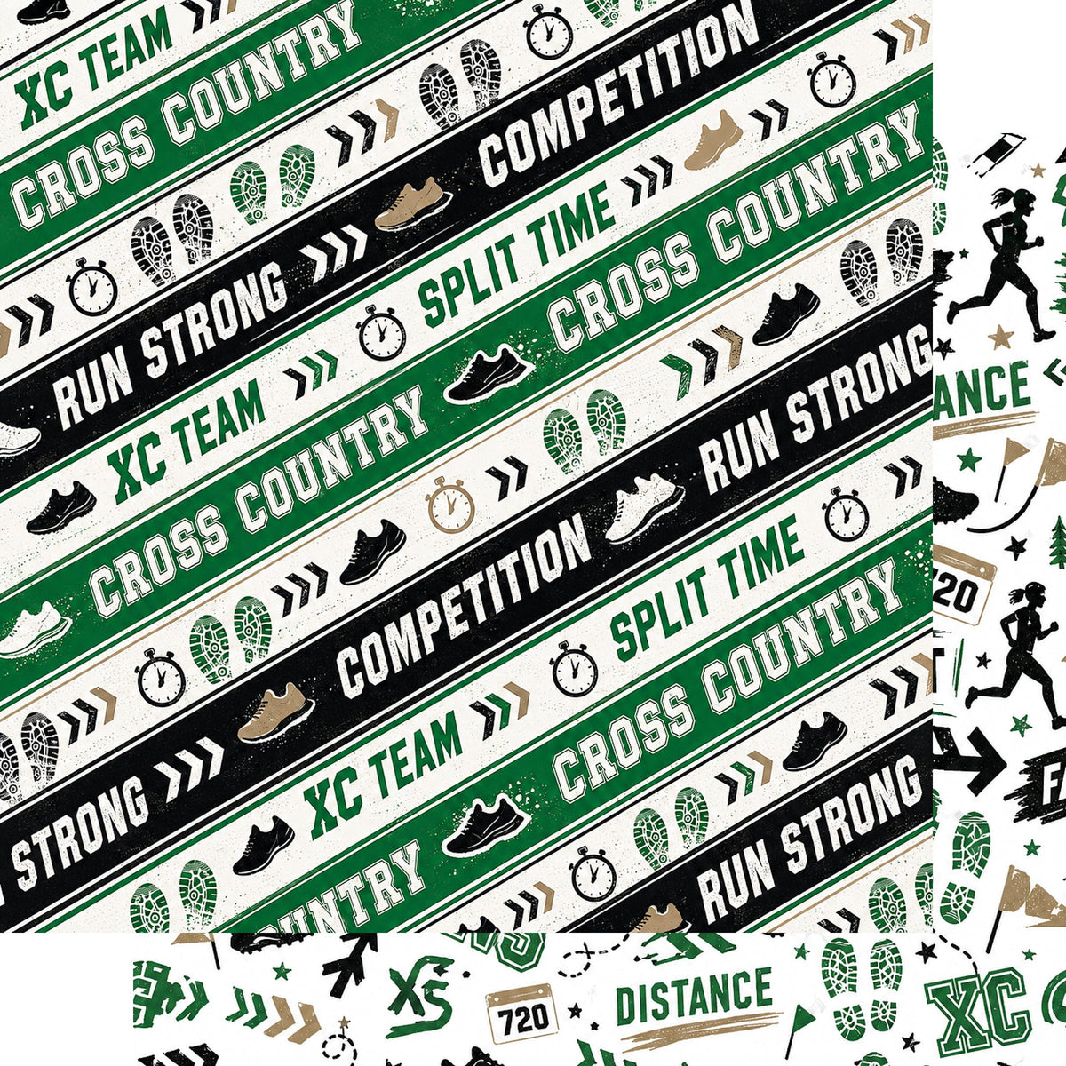 Cross Country Collection Split Time 12 x 12 Double-Sided Scrapbook Paper by SSC Designs