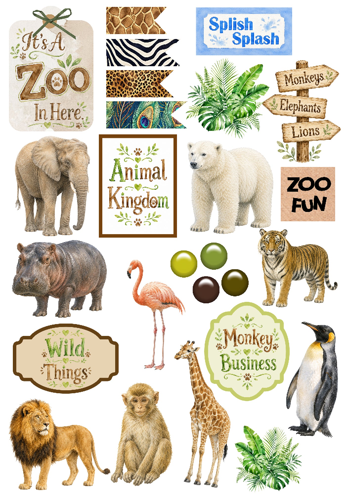 Zoo Adventures 12 x 12 Scrapbook Paper & Embellishment Kit by SSC Designs - 3 Kits