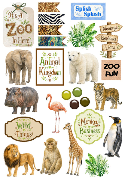 Zoo Adventures 12 x 12 Scrapbook Paper & Embellishment Kit by SSC Designs - 3 Kits