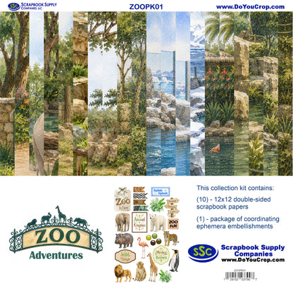 Zoo Adventures 12 x 12 Scrapbook Paper & Embellishment Kit by SSC Designs - 3 Kits