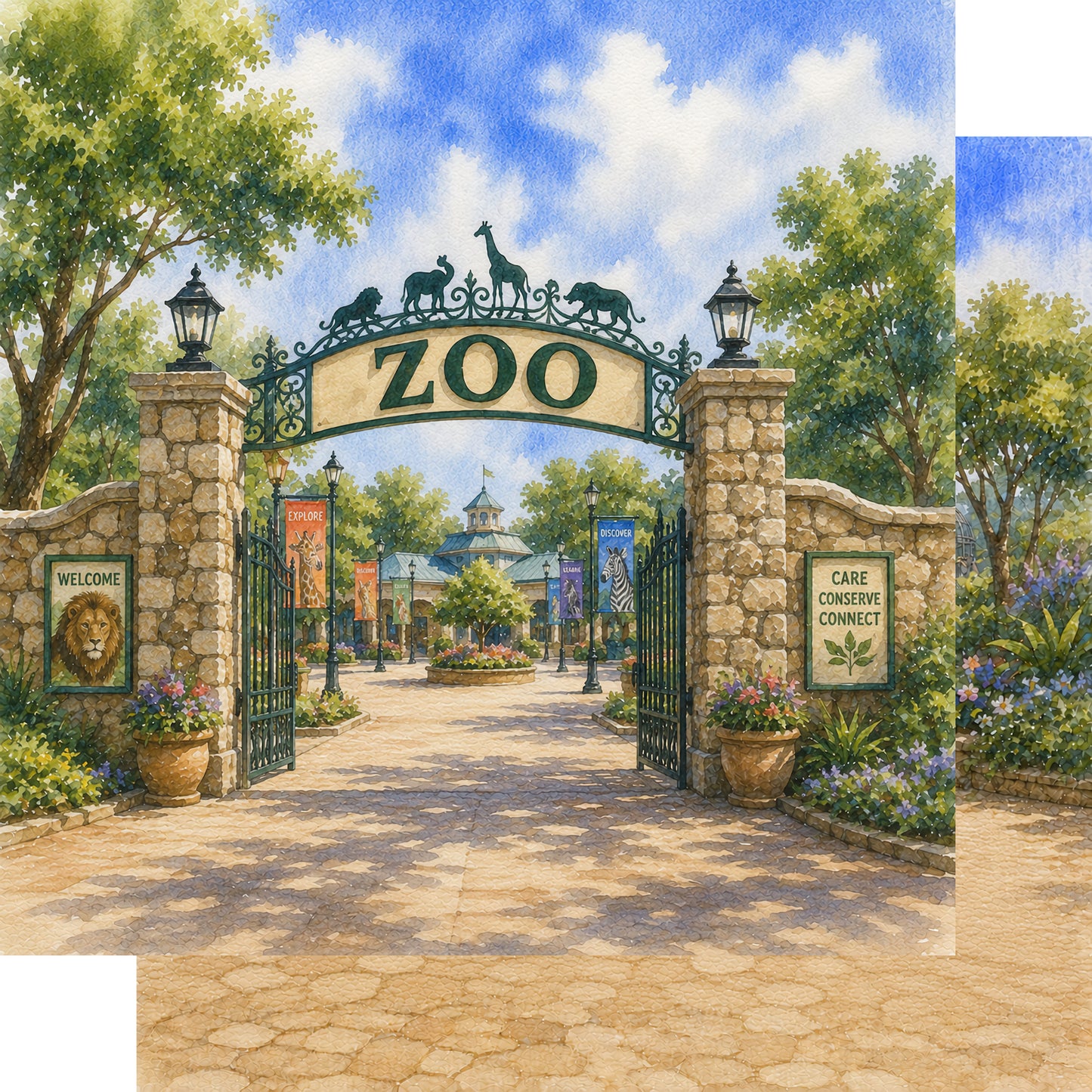 Zoo Adventures Collection Day at the Zoo 12 x 12 Double-Sided Scrapbook Paper by SSC Designs - 15 Pack