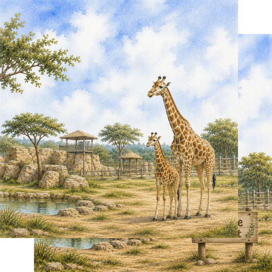 Zoo Adventures Collection Giraffe Encounters 12 x 12 Double-Sided Scrapbook Paper by SSC Designs - 15 Pack
