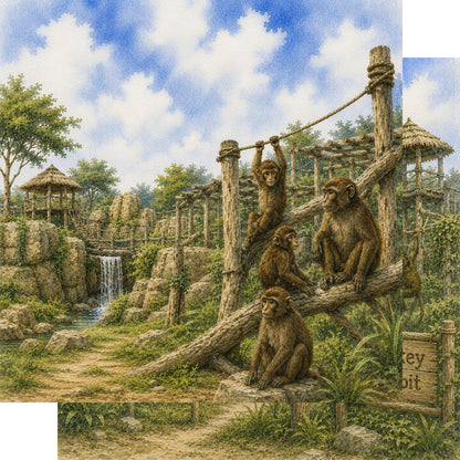 Zoo Adventures Collection Monkeying Around 12 x 12 Double-Sided Scrapbook Paper by SSC Designs - 15 Pack