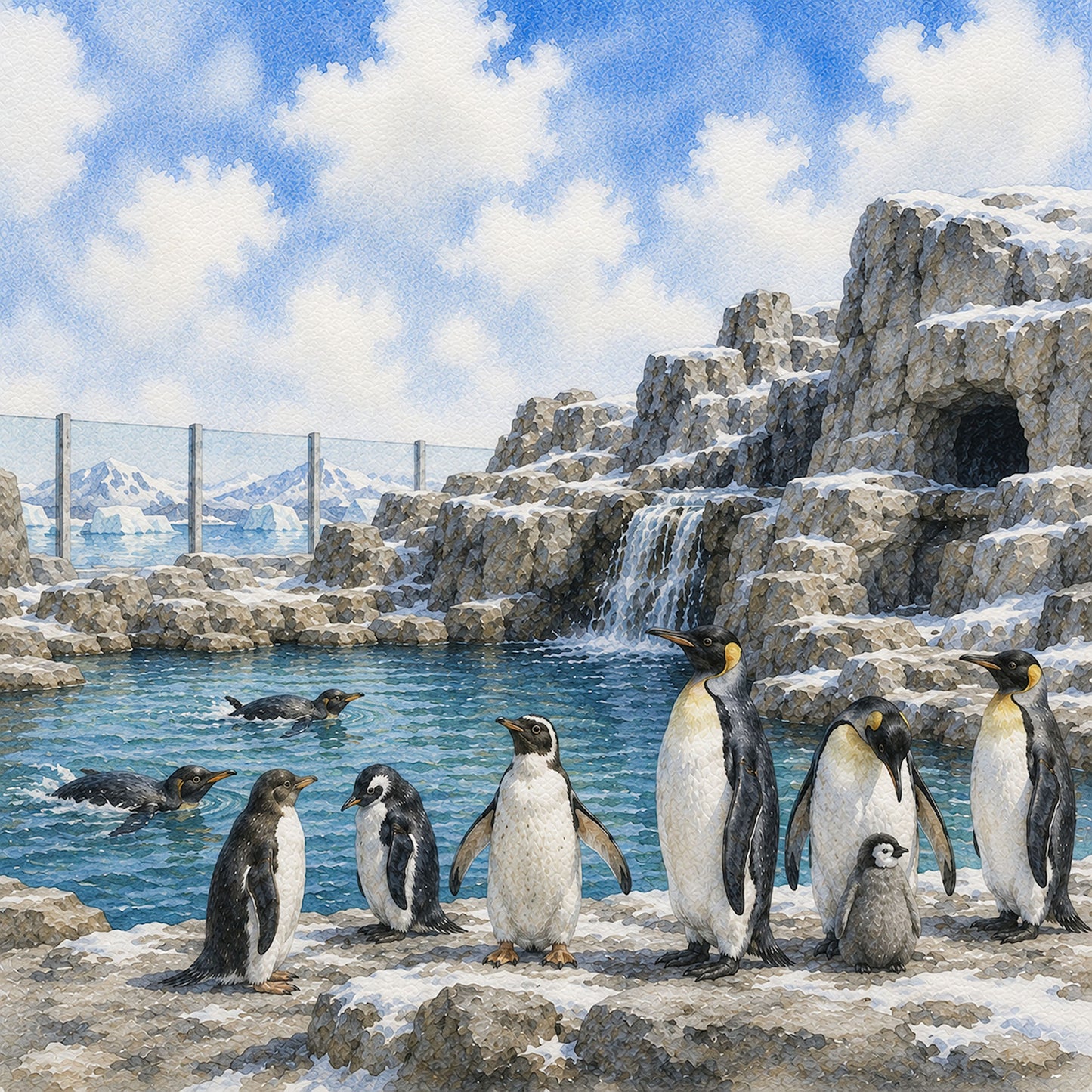 Zoo Adventures Collection Playful Penguins 12 x 12 Double-Sided Scrapbook Paper by SSC Designs - 15 Pack