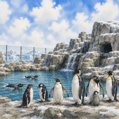 Zoo Adventures Collection Playful Penguins 12 x 12 Double-Sided Scrapbook Paper by SSC Designs - 15 Pack