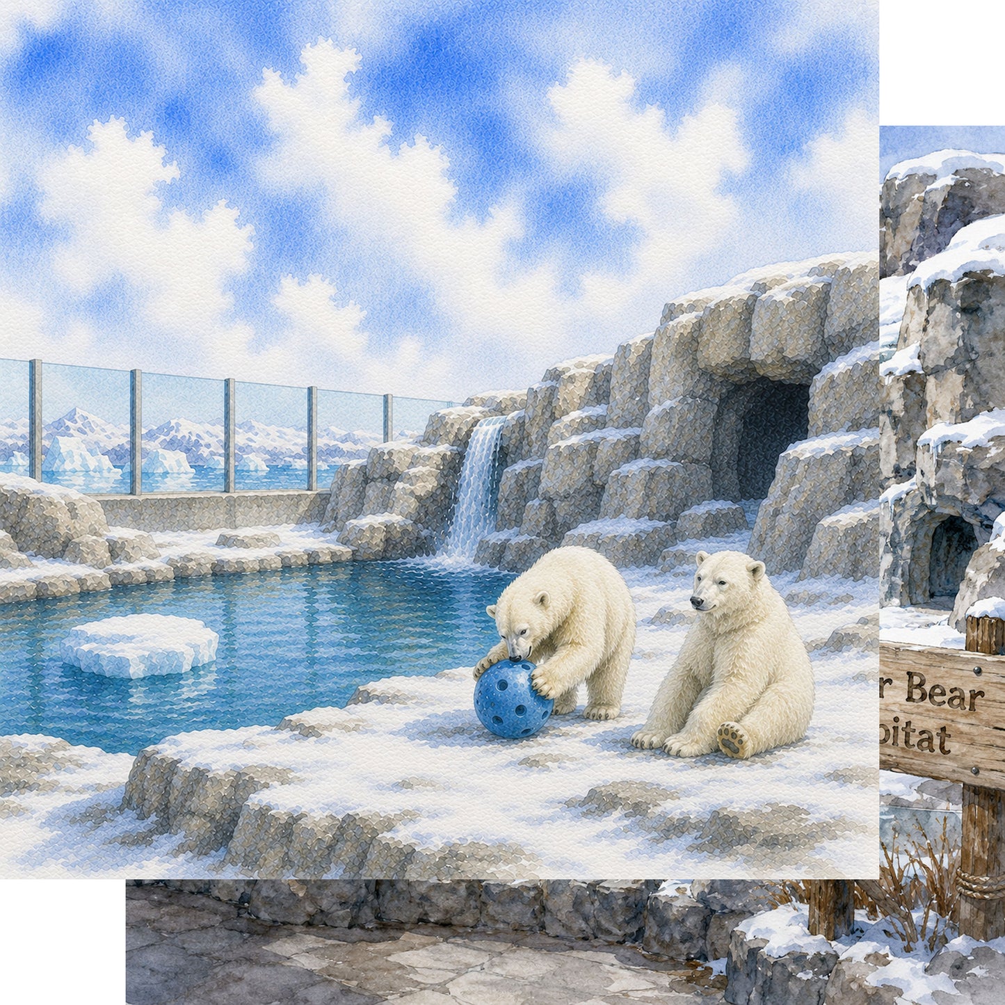 Zoo Adventures Collection Polar Bear Plunge 12 x 12 Double-Sided Scrapbook Paper by SSC Designs - 15 Pack