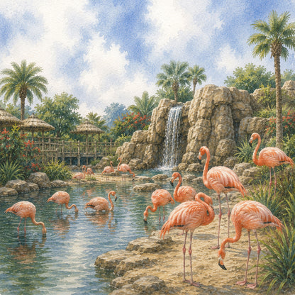 Zoo Adventures Collection Flamingo Habitat 12 x 12 Double-Sided Scrapbook Paper by SSC Designs - 15 Pack