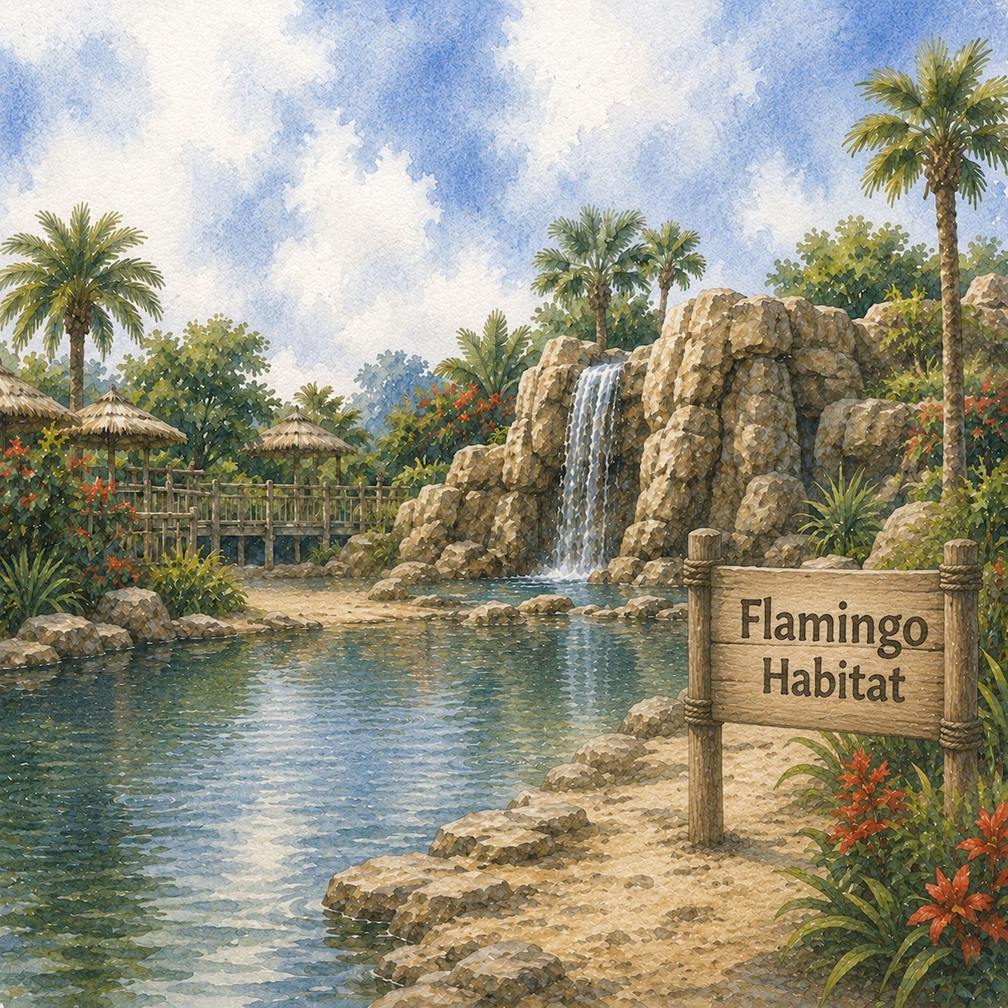 Zoo Adventures Collection Flamingo Habitat 12 x 12 Double-Sided Scrapbook Paper by SSC Designs - 15 Pack