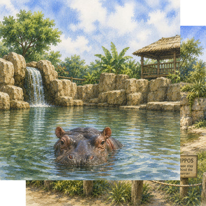 Zoo Adventures Collection Hippo Haven 12 x 12 Double-Sided Scrapbook Paper by SSC Designs - 15 Pack