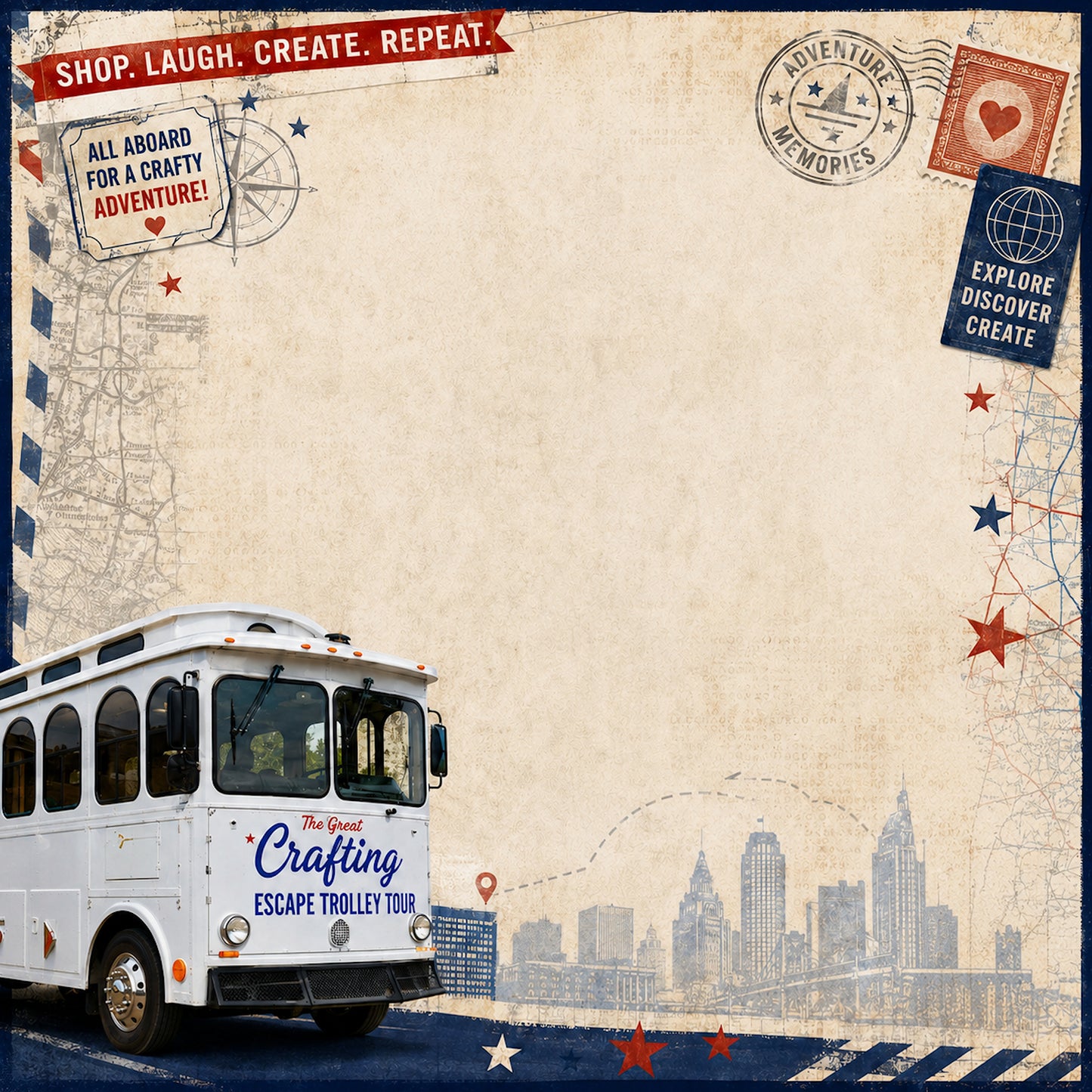 Shop Hop Trolley 12 x 12 Double-Sided Scrapbook Paper by SSC Designs - Pack of 160