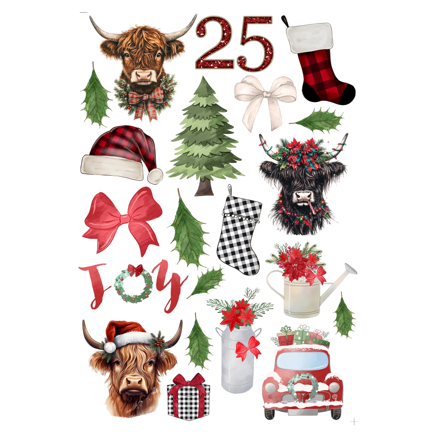Highland Cow Christmas Collection Laser Cut Scrapbook Ephemera Embellishments by SSC Designs - 3 Packs