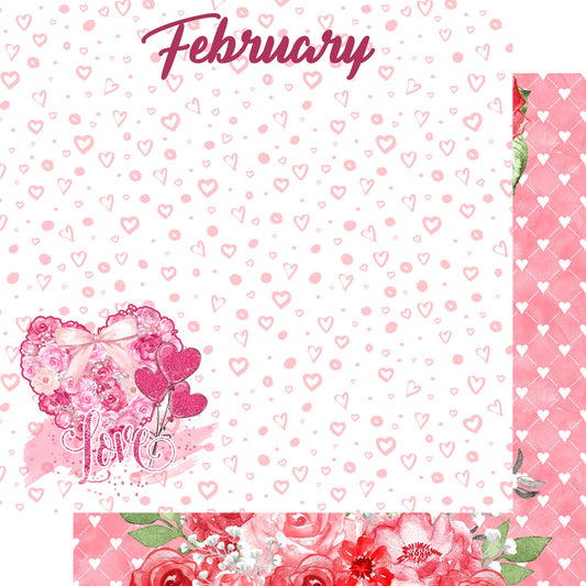Calendar Memories Collection February 12 x 12 Double-Sided Scrapbook Paper by SSC Designs