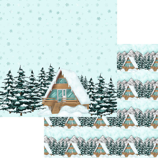 Phantasia Design's Snow Business Collection Chalet 12 x 12 Double-Sided Scrapbook Paper - 15 Pack