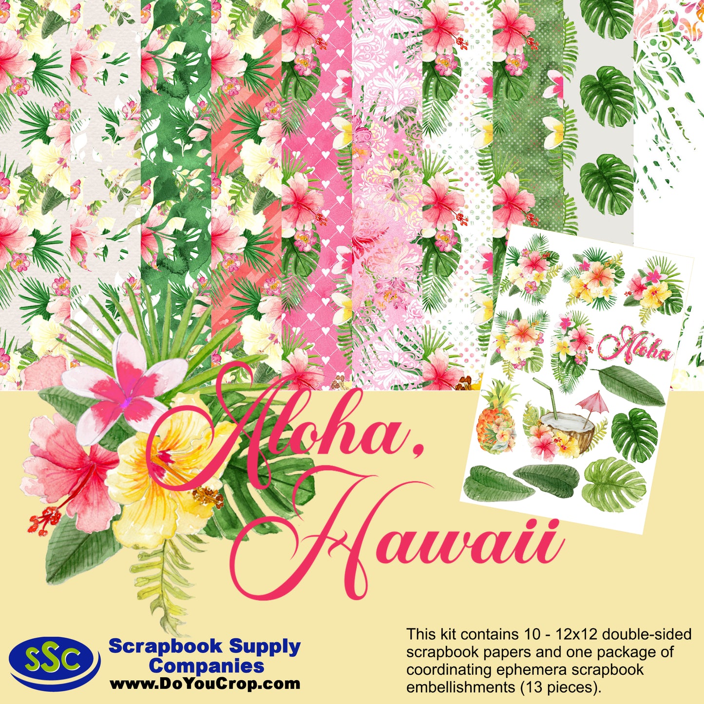 Aloha, Hawaii 12 x 12 Scrapbook Paper Pack & Embellishment Kit - 3 Kits