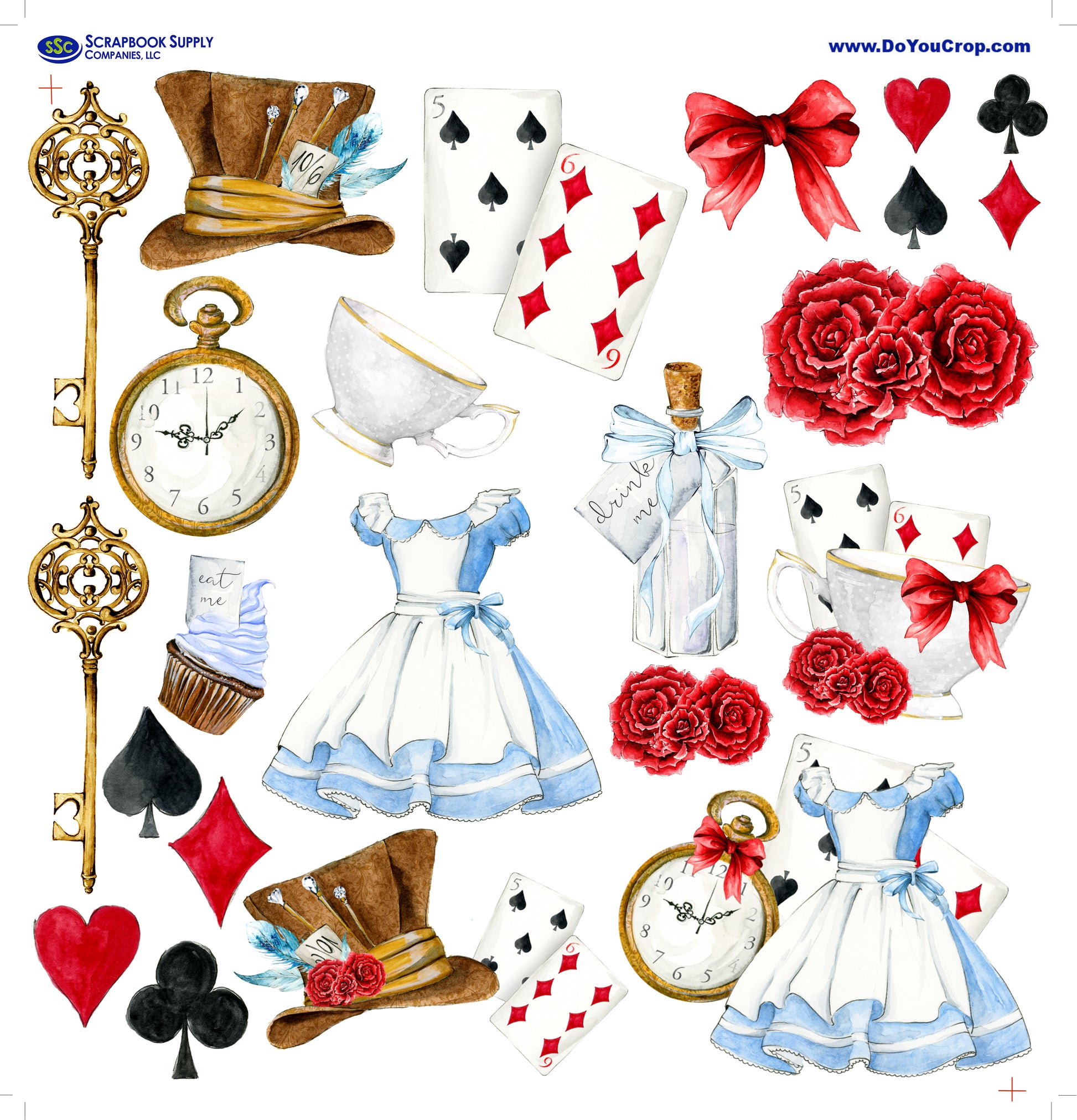 Frou Frou's Alice Collection Laser Cut Ephemera Embellishments - 3 Packs