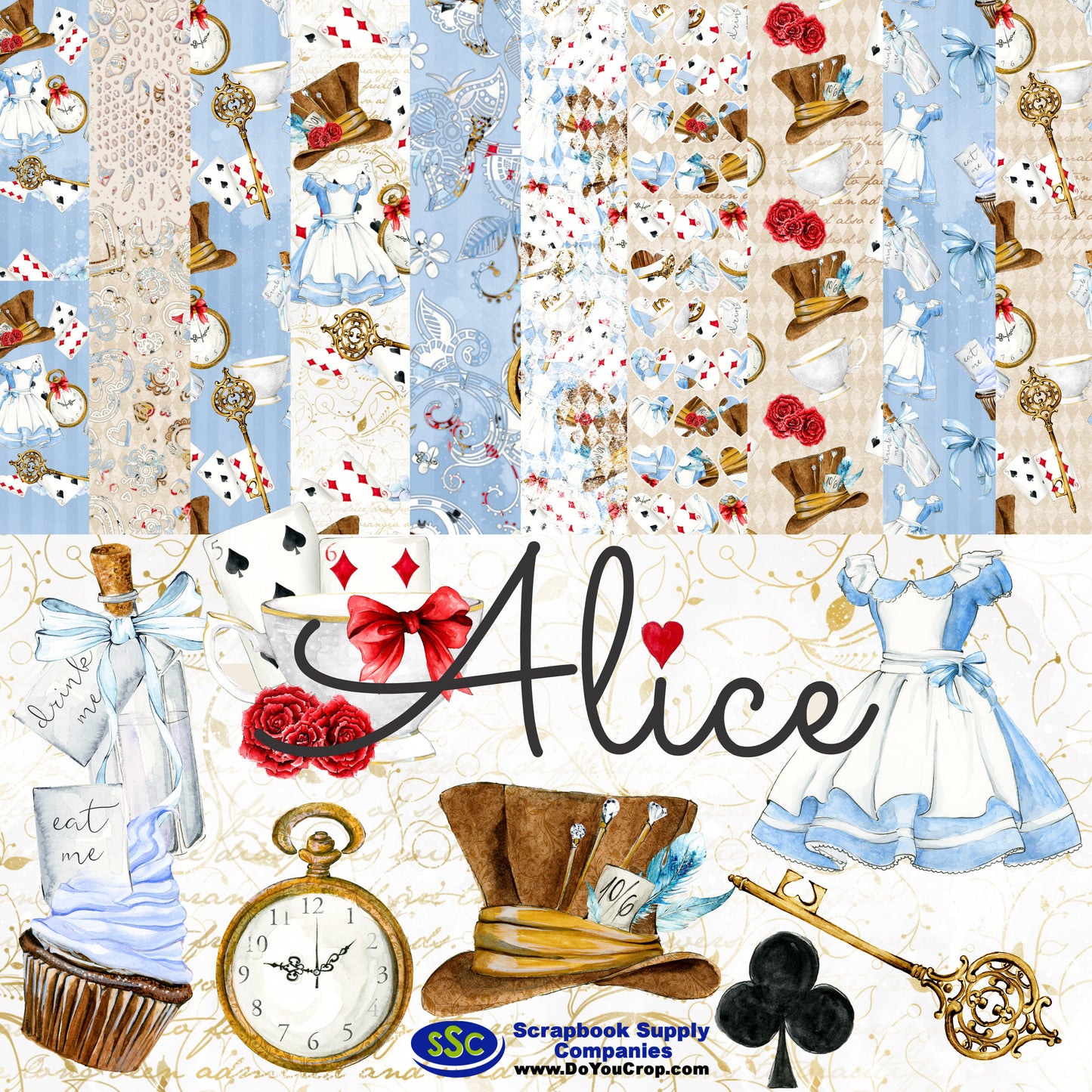 Frou Frou's Alice 12 x 12 Scrapbook Paper Pack & Embellishment Kit - 3 Kits