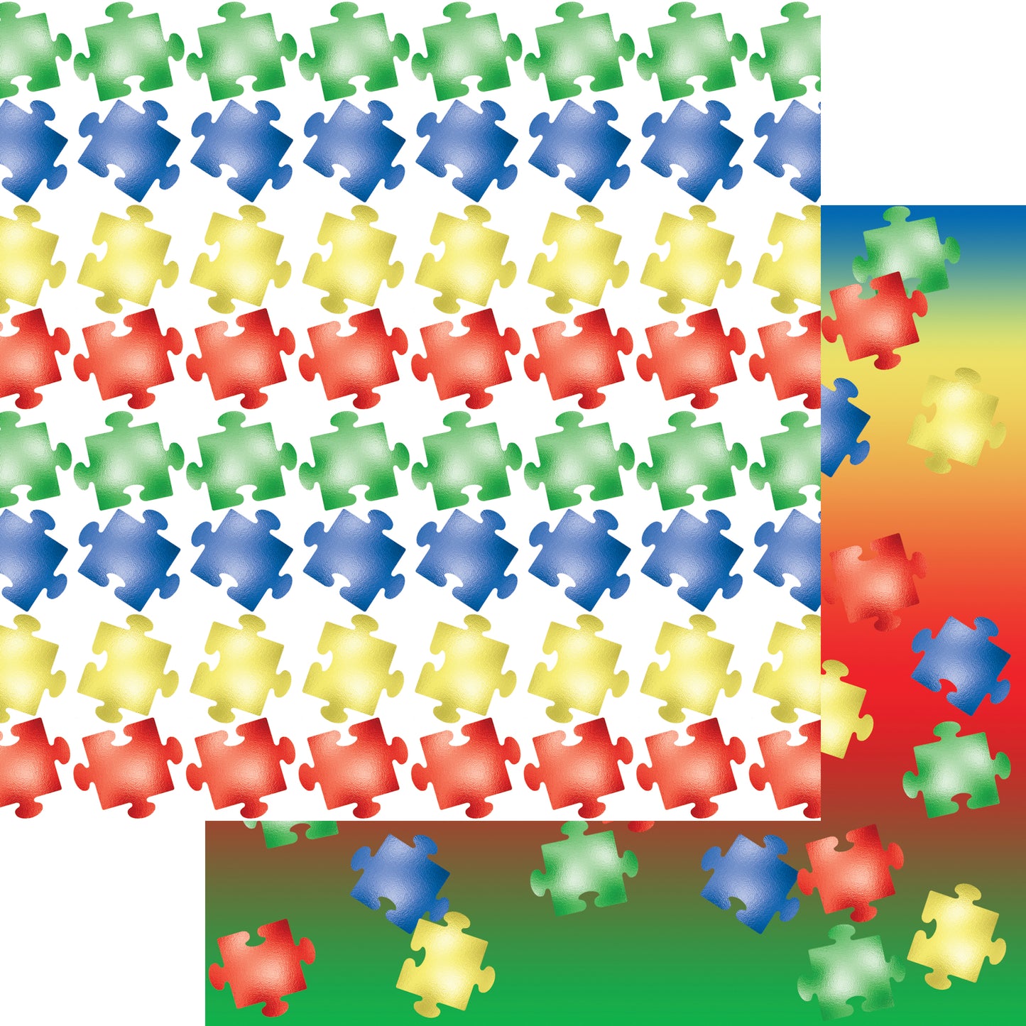 Autism Au-Some Collection Puzzle Pieces 12 x 12 Double-Sided Scrapbook Paper - 15 Pack