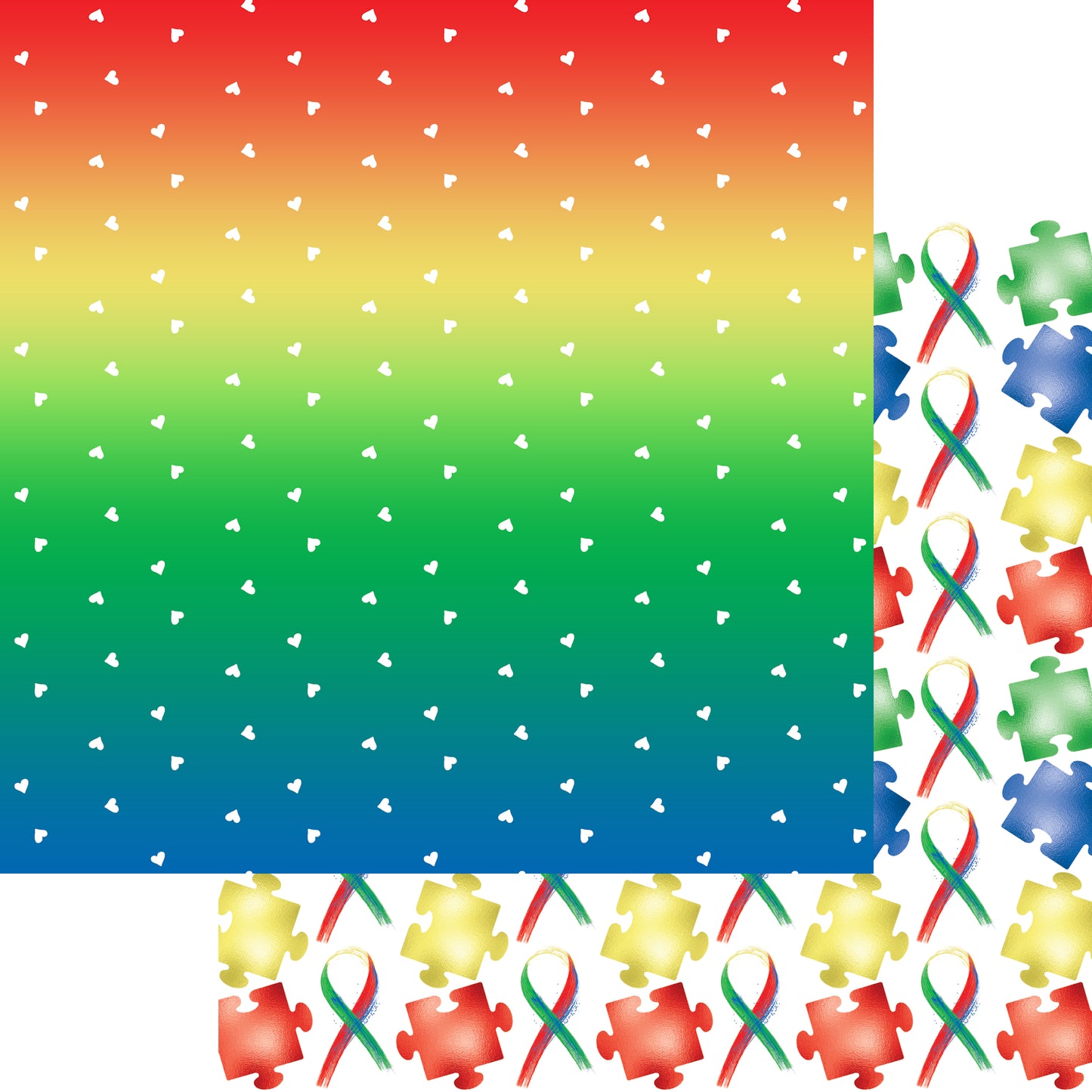 Autism Au-Some Collection Rainbow Spectrum 12 x 12 Double-Sided Scrapbook Paper - 15 Pack