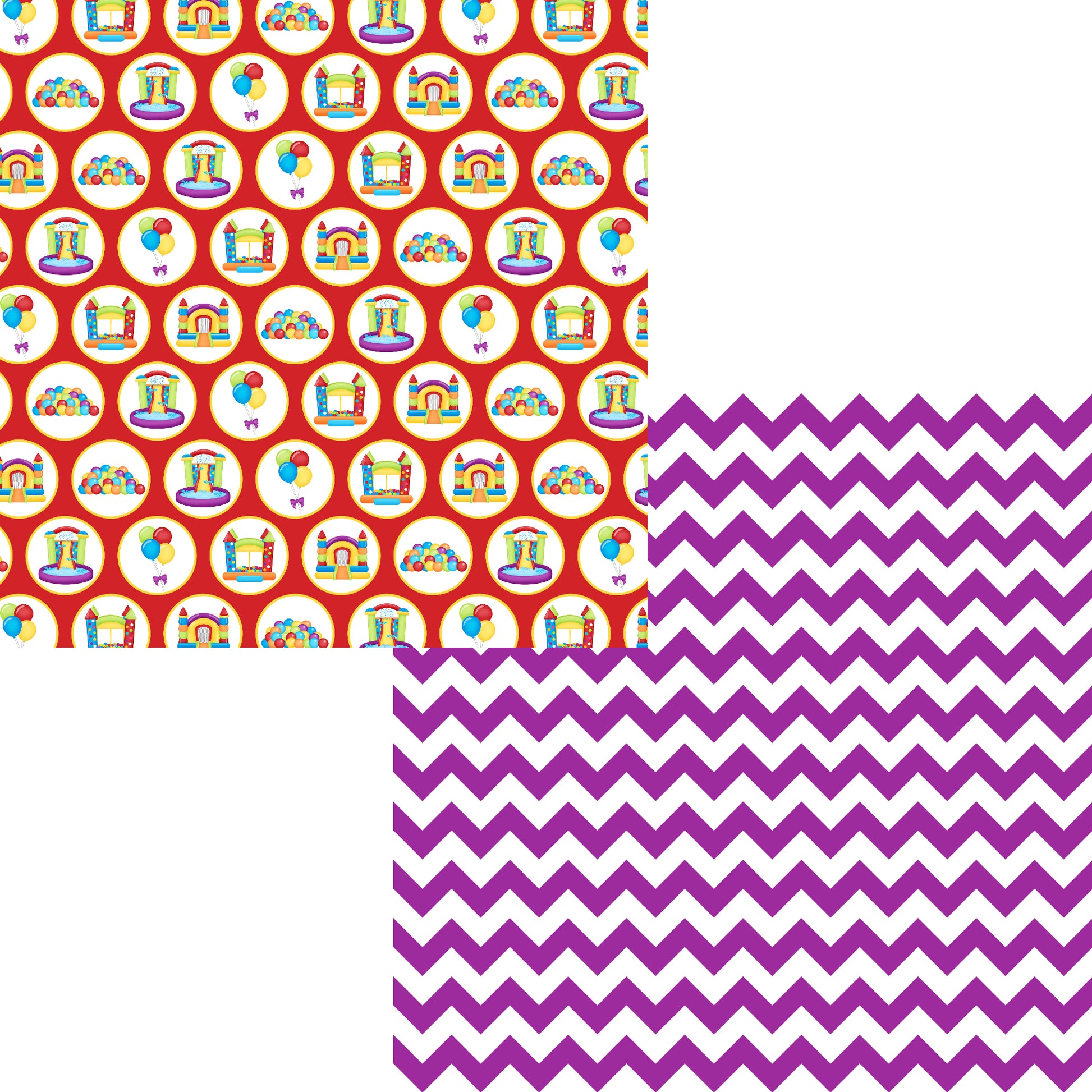 Bounce House Collection Bounce Party 12 x 12 Double-Sided Scrapbook Paper - 15 Pack