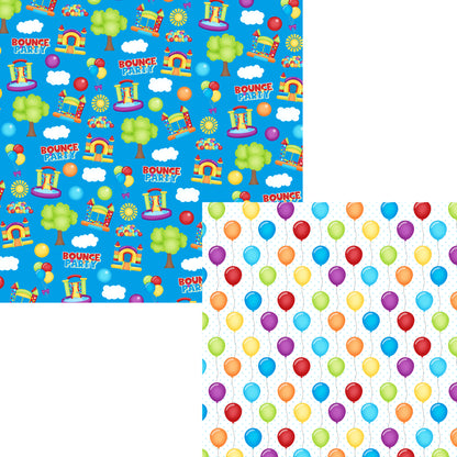 Bounce House Collection Bounce House & Balloons 12 x 12 Double-Sided Scrapbook Paper - 15 Pack