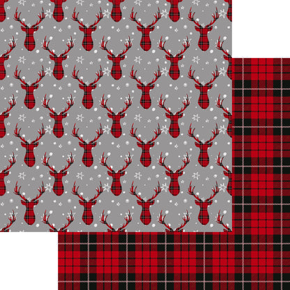 Buffalo Plaid Christmas Collection Reindeer 12 x 12 Double-Sided Scrapbook Paper - 15 Pack