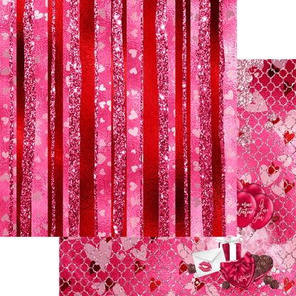 Be Mine, Valentine Collection Love, Love, Love 12 x 12 Double-Sided Scrapbook Paper - 15 Pack