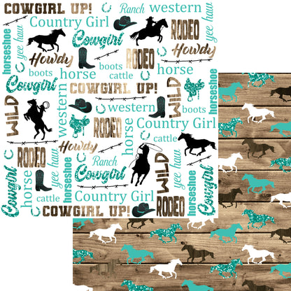 Cowgirls Collection Wild Horses 12 x 12 Double-Sided Scrapbook Paper - 15 Pack